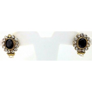 Gold Oxidized Women Earring Stud Jewelry PushBack Classy Gift Rhinestone Bead 10